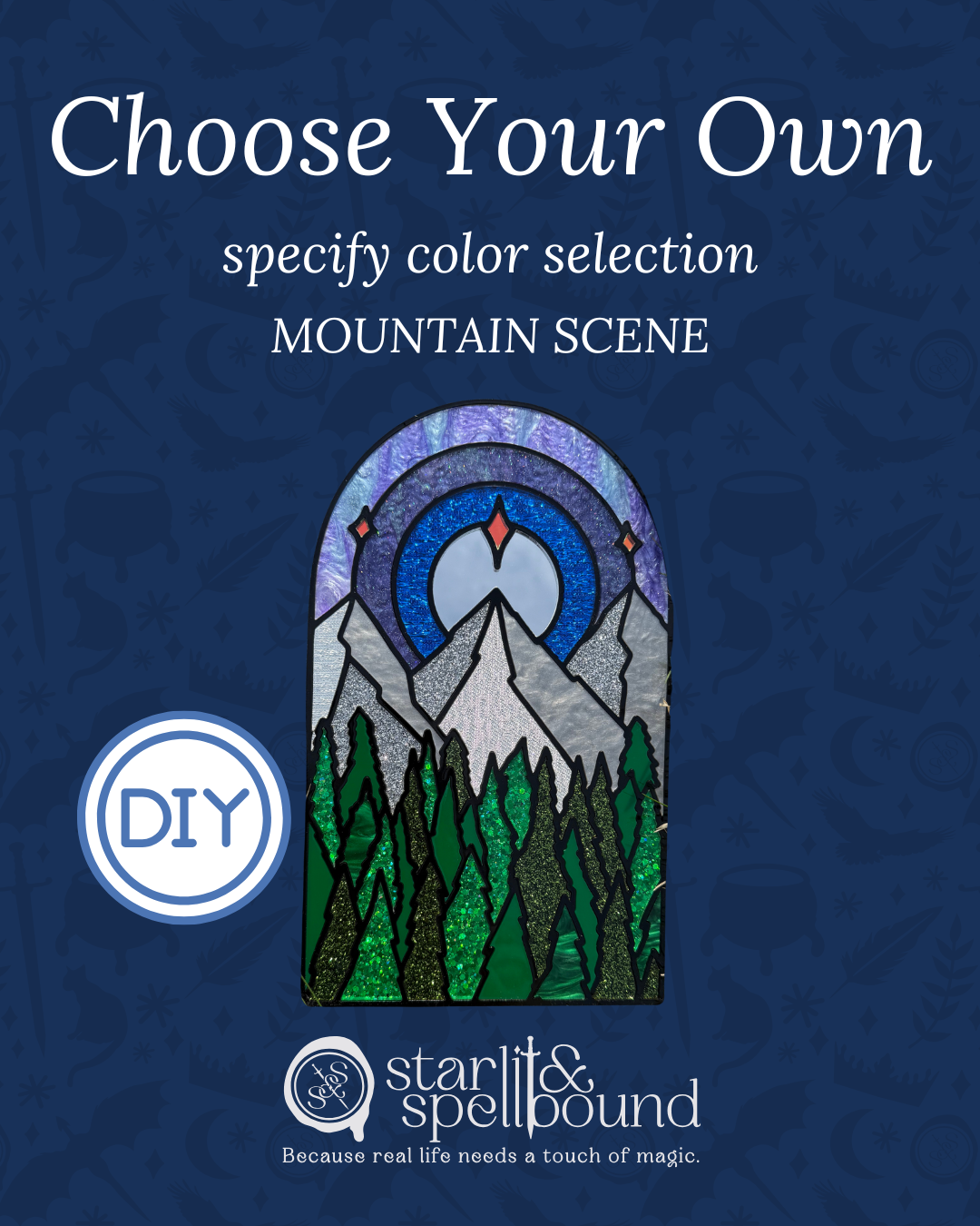 CHOOSE YOUR OWN - Starry Mountain Scene - DIY Mosaic Kit - Make Your Own Art
