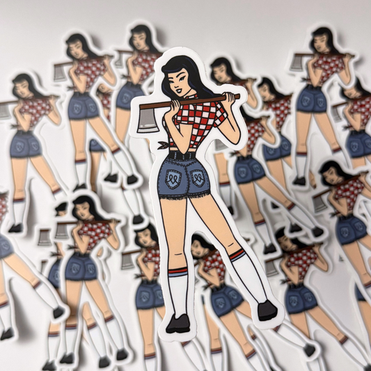 Axe Lady Sticker | Waterproof Vinyl Sticker