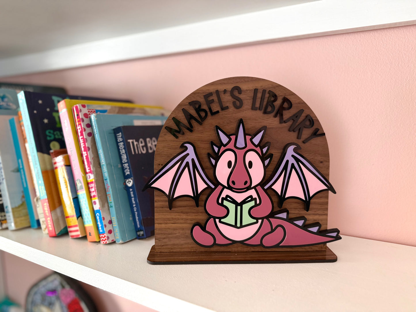 Personalized Library Sign | Dragon with a Book