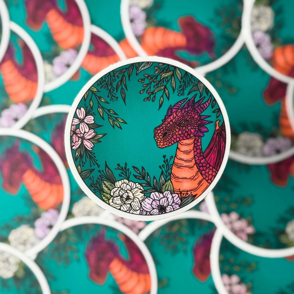 Floral Dragon Sticker