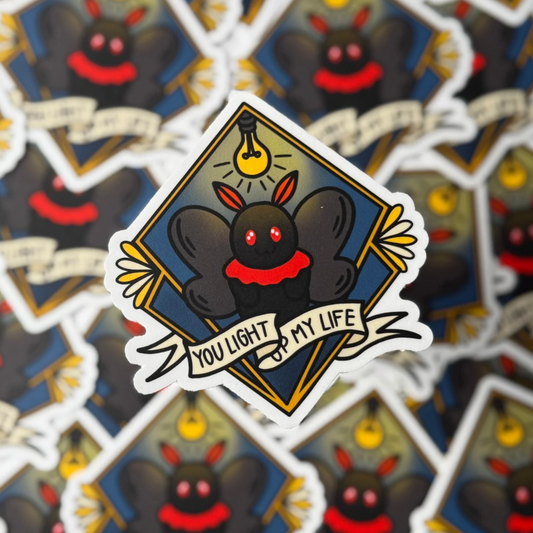 Mothman "You Light Up My Life" Lightbulb Sticker