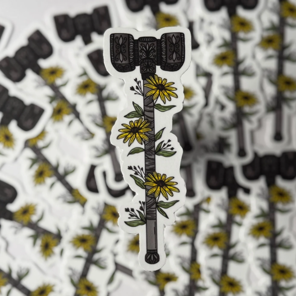 Floral War Hammer Sticker