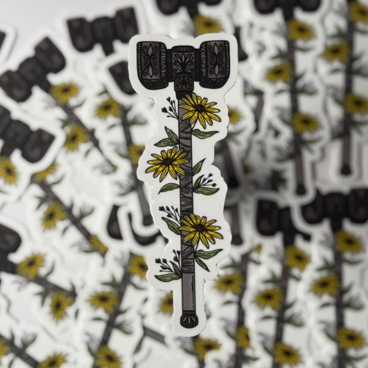Floral War Hammer Sticker