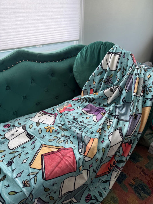 Floral Book Doodle Blanket - 60x80 Inches (150x200cm) Fleece Blanket