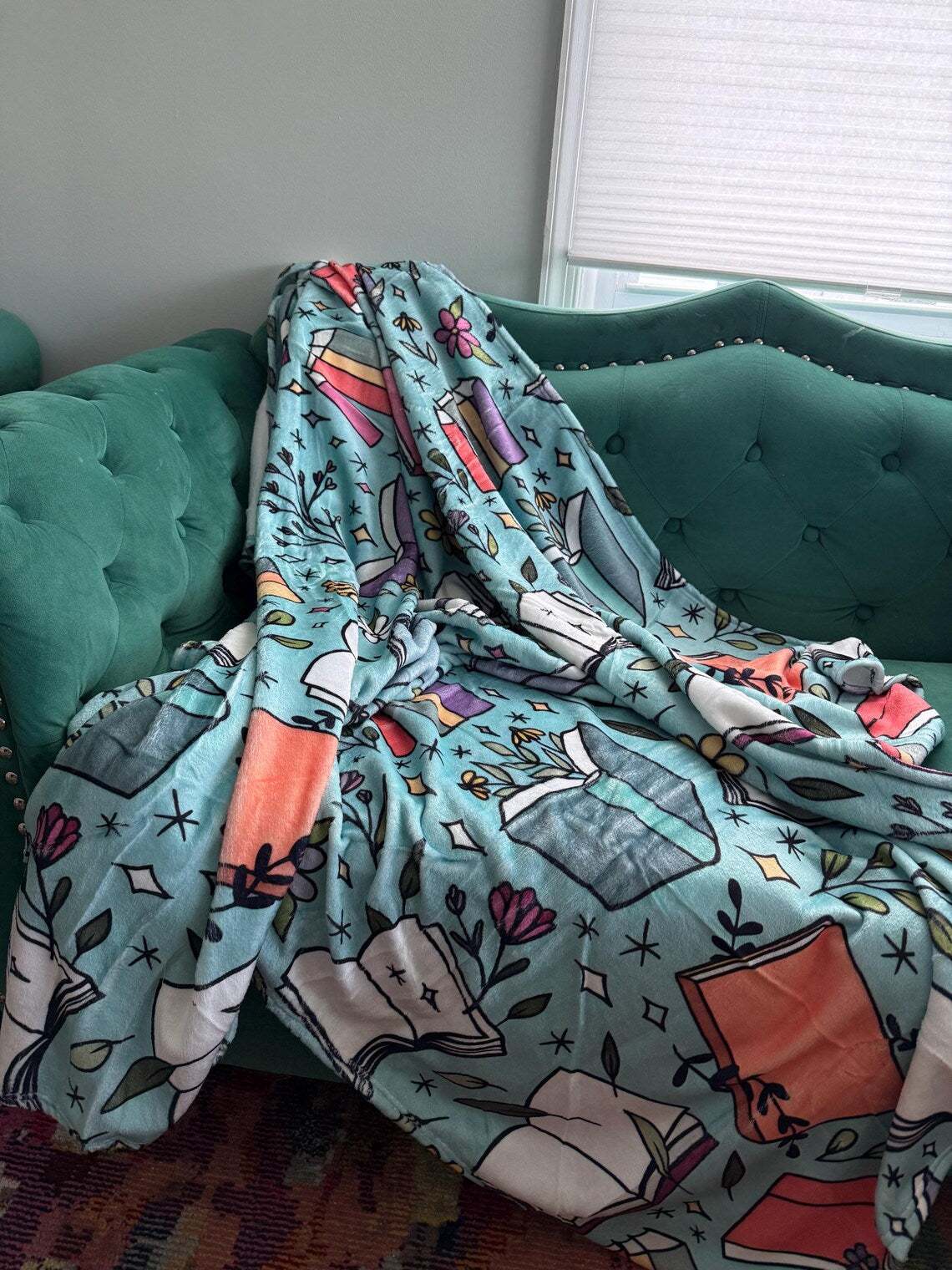 Floral Book Doodle Blanket - 60x80 Inches (150x200cm) Fleece Blanket